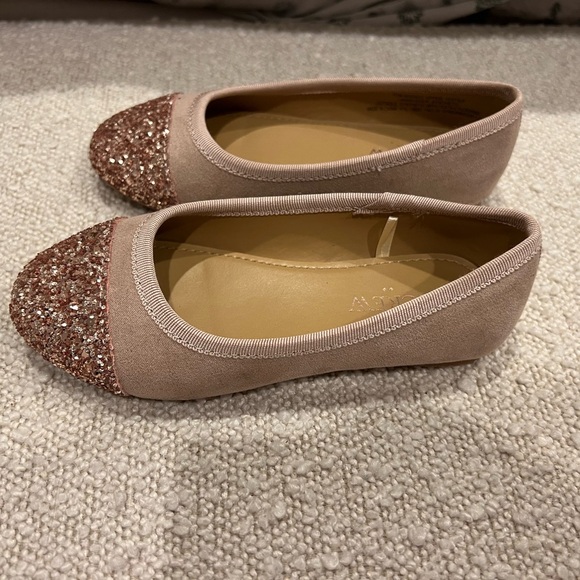 Crewcuts by J.Crew Little Girls Glitter Cap-toe Ballet Flats in Rose Gold Sz 10 - Picture 4 of 8